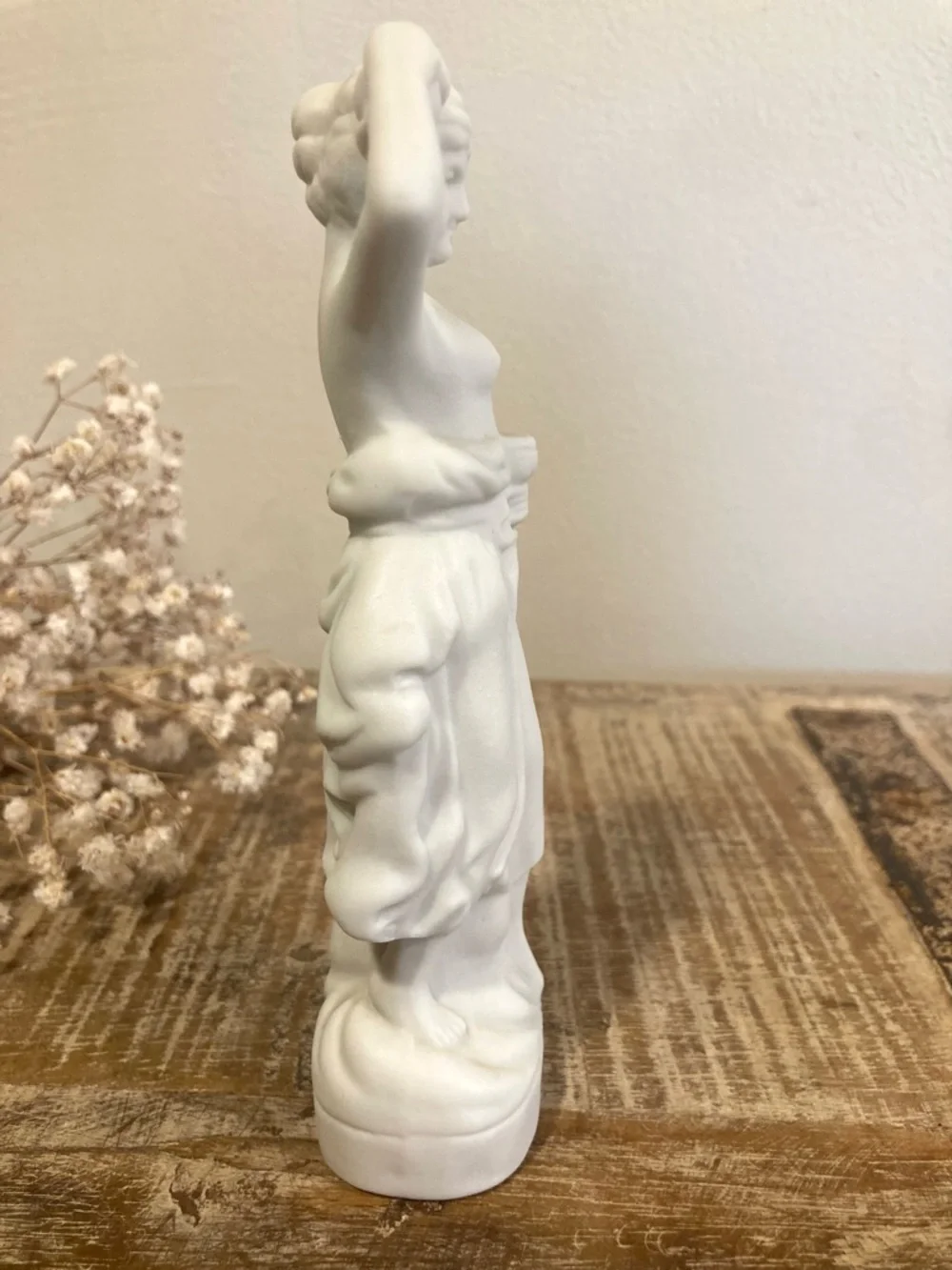 Matte White Vintage Ceramic Figurine Made in Japan Woman with Jars